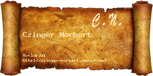Czinger Norbert névjegykártya